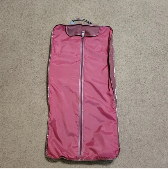 VTG Oscar De La Renta Travel Garment Bag Canvas Burgundy Carry On Luggage - Picture 3 of 10